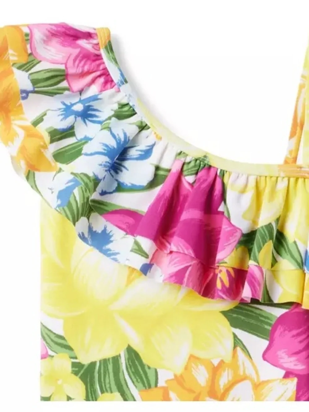 Janie and Jack Recycled Floral Ruffle Swimsuit Yellow Brick Road Girls Sz 7